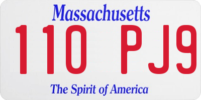 MA license plate 110PJ9