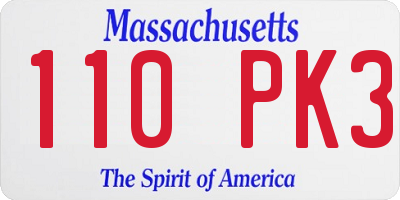 MA license plate 110PK3