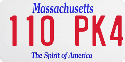 MA license plate 110PK4