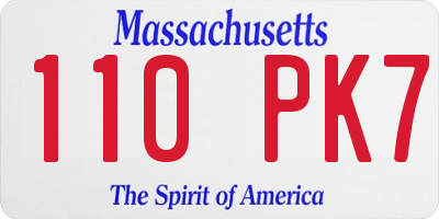 MA license plate 110PK7