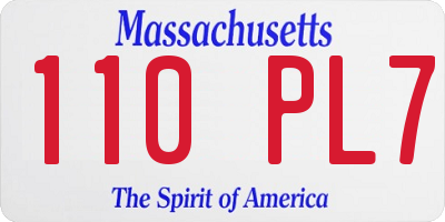 MA license plate 110PL7