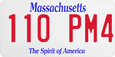 MA license plate 110PM4