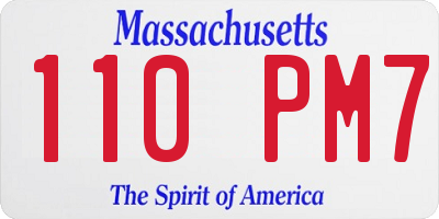 MA license plate 110PM7