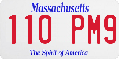 MA license plate 110PM9