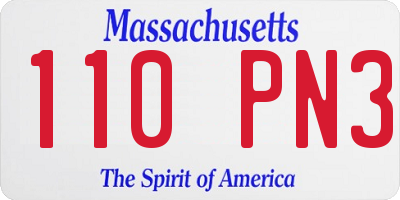 MA license plate 110PN3
