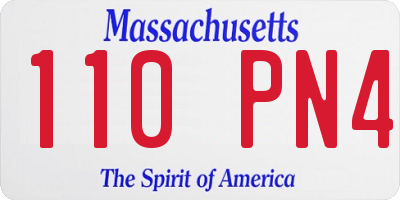 MA license plate 110PN4