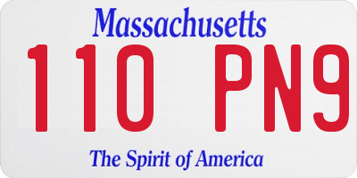 MA license plate 110PN9