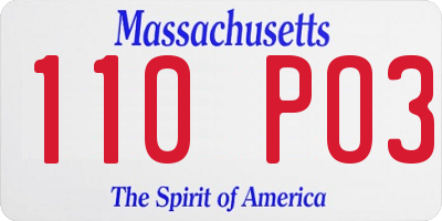 MA license plate 110PO3