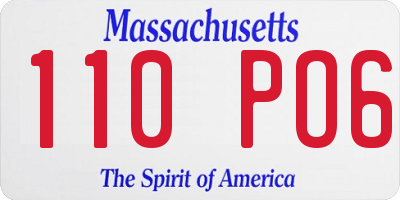 MA license plate 110PO6