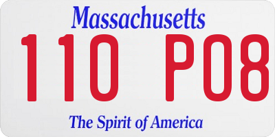 MA license plate 110PO8
