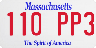 MA license plate 110PP3