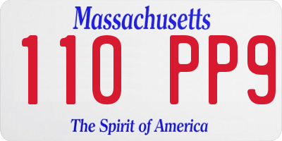 MA license plate 110PP9
