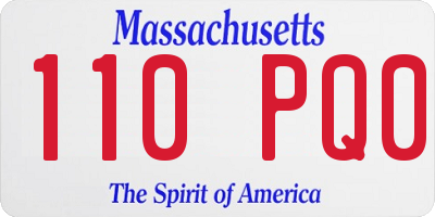 MA license plate 110PQ0