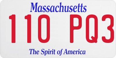 MA license plate 110PQ3