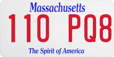 MA license plate 110PQ8