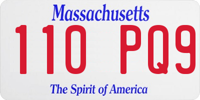 MA license plate 110PQ9