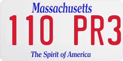 MA license plate 110PR3