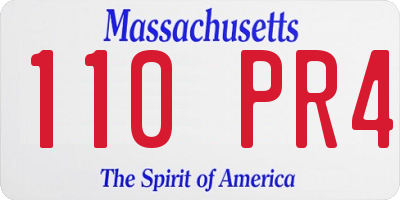 MA license plate 110PR4