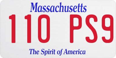 MA license plate 110PS9