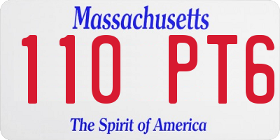 MA license plate 110PT6