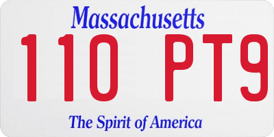 MA license plate 110PT9