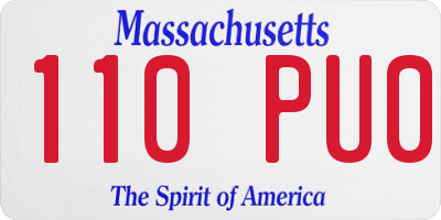 MA license plate 110PU0