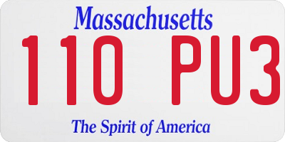 MA license plate 110PU3