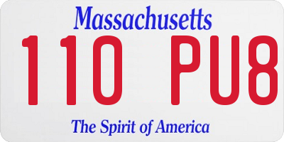 MA license plate 110PU8