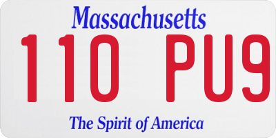 MA license plate 110PU9