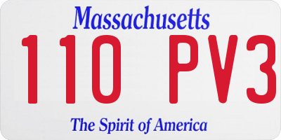 MA license plate 110PV3