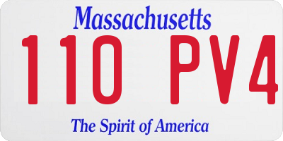 MA license plate 110PV4