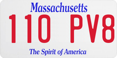 MA license plate 110PV8