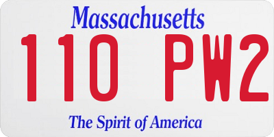 MA license plate 110PW2