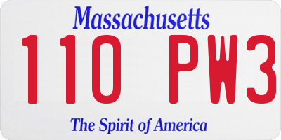 MA license plate 110PW3