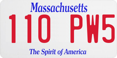 MA license plate 110PW5