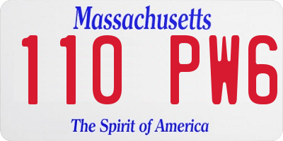 MA license plate 110PW6