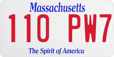 MA license plate 110PW7