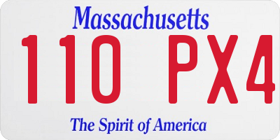 MA license plate 110PX4