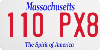 MA license plate 110PX8