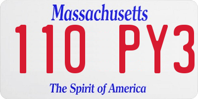 MA license plate 110PY3