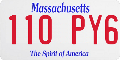 MA license plate 110PY6