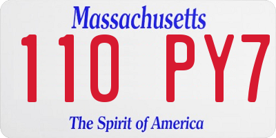 MA license plate 110PY7
