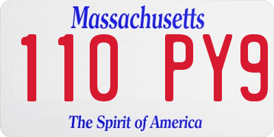 MA license plate 110PY9