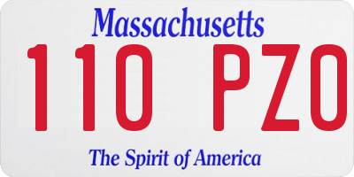 MA license plate 110PZ0