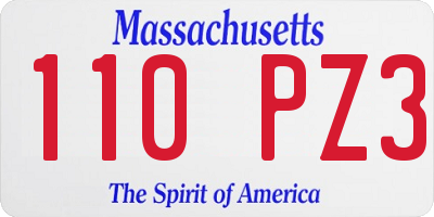 MA license plate 110PZ3