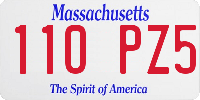 MA license plate 110PZ5