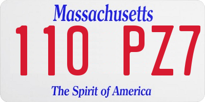 MA license plate 110PZ7