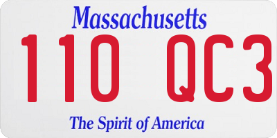 MA license plate 110QC3