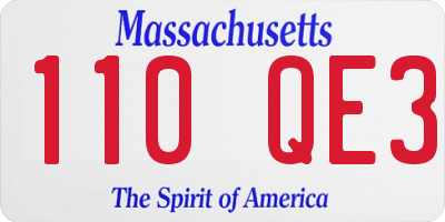 MA license plate 110QE3
