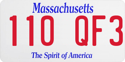 MA license plate 110QF3
